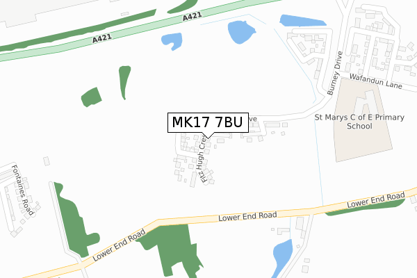 MK17 7BU map - large scale - OS Open Zoomstack (Ordnance Survey)