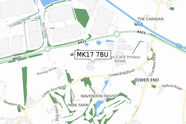 MK17 7BU map - small scale - OS Open Zoomstack (Ordnance Survey)