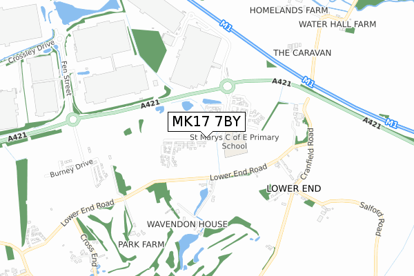 MK17 7BY map - small scale - OS Open Zoomstack (Ordnance Survey)