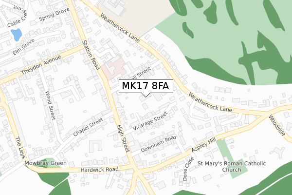 MK17 8FA map - large scale - OS Open Zoomstack (Ordnance Survey)