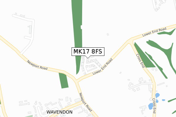 MK17 8FS map - large scale - OS Open Zoomstack (Ordnance Survey)