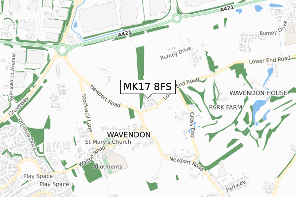 MK17 8FS map - small scale - OS Open Zoomstack (Ordnance Survey)