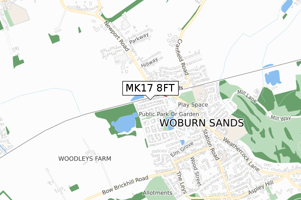 MK17 8FT map - small scale - OS Open Zoomstack (Ordnance Survey)