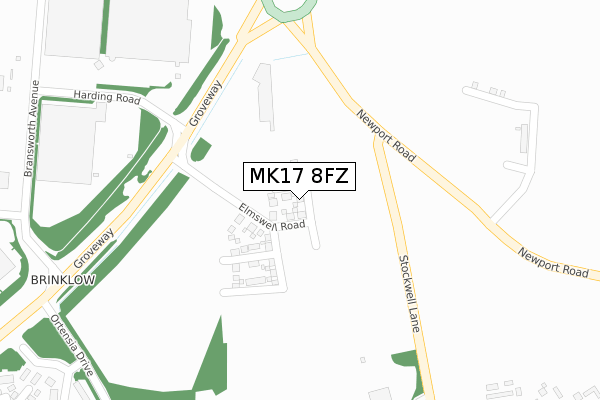 MK17 8FZ map - large scale - OS Open Zoomstack (Ordnance Survey)