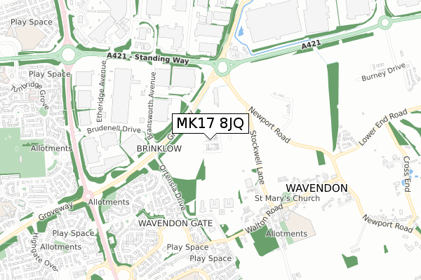 MK17 8JQ map - small scale - OS Open Zoomstack (Ordnance Survey)