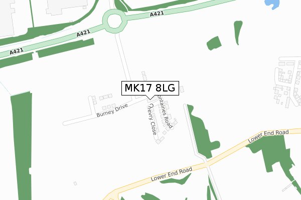 MK17 8LG map - large scale - OS Open Zoomstack (Ordnance Survey)