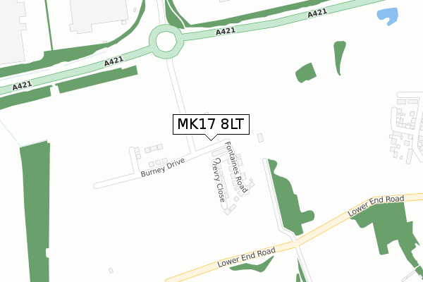 MK17 8LT map - large scale - OS Open Zoomstack (Ordnance Survey)