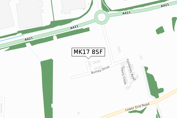 MK17 8SF map - large scale - OS Open Zoomstack (Ordnance Survey)