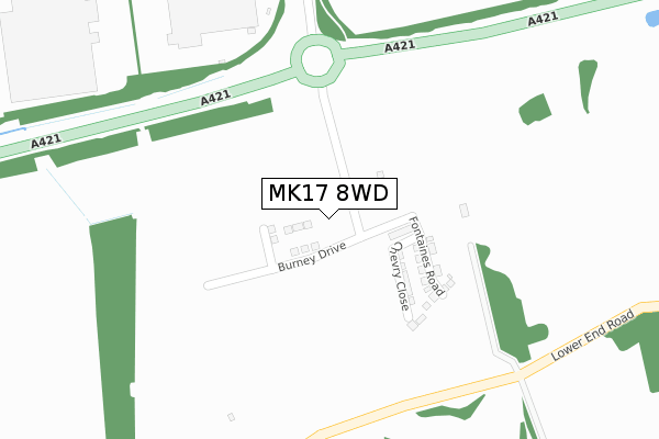 MK17 8WD map - large scale - OS Open Zoomstack (Ordnance Survey)