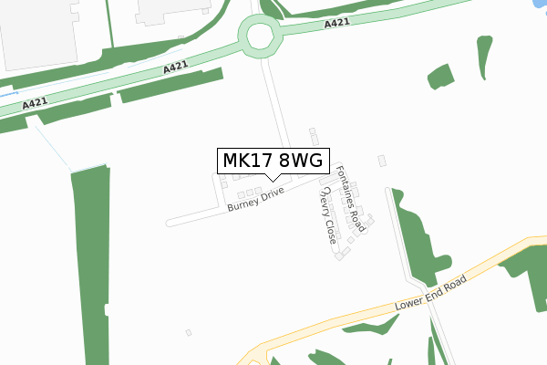 MK17 8WG map - large scale - OS Open Zoomstack (Ordnance Survey)