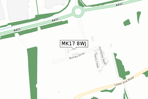 MK17 8WJ map - large scale - OS Open Zoomstack (Ordnance Survey)