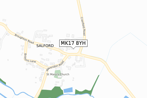 MK17 8YH map - large scale - OS Open Zoomstack (Ordnance Survey)