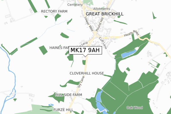 MK17 9AH map - small scale - OS Open Zoomstack (Ordnance Survey)