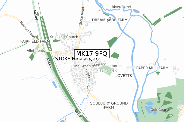 MK17 9FQ map - small scale - OS Open Zoomstack (Ordnance Survey)