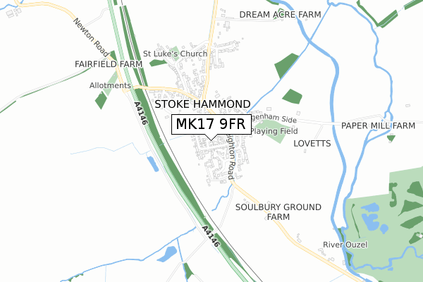 MK17 9FR map - small scale - OS Open Zoomstack (Ordnance Survey)