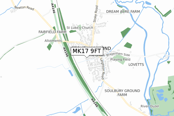 MK17 9FT map - small scale - OS Open Zoomstack (Ordnance Survey)