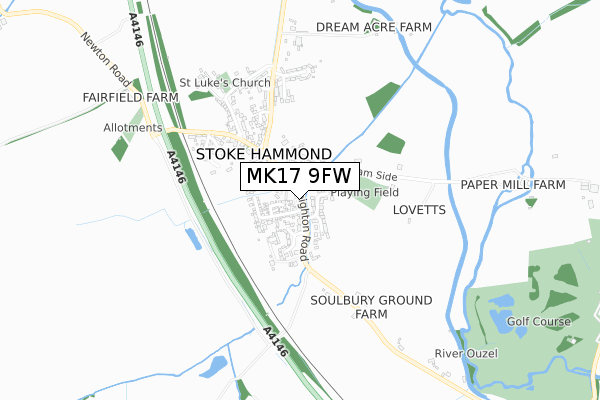 MK17 9FW map - small scale - OS Open Zoomstack (Ordnance Survey)