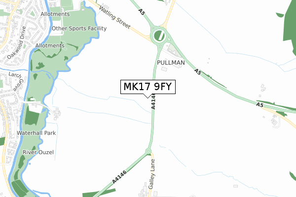 MK17 9FY map - small scale - OS Open Zoomstack (Ordnance Survey)