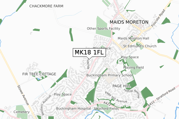 MK18 1FL map - small scale - OS Open Zoomstack (Ordnance Survey)