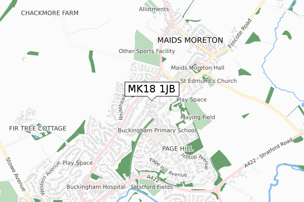 MK18 1JB map - small scale - OS Open Zoomstack (Ordnance Survey)