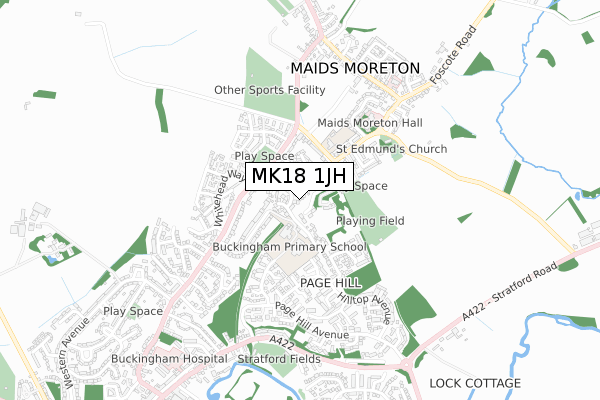 MK18 1JH map - small scale - OS Open Zoomstack (Ordnance Survey)