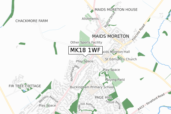 MK18 1WF map - small scale - OS Open Zoomstack (Ordnance Survey)