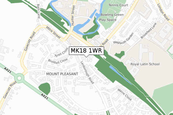 MK18 1WR map - large scale - OS Open Zoomstack (Ordnance Survey)