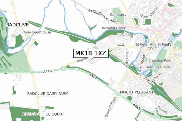 MK18 1XZ map - small scale - OS Open Zoomstack (Ordnance Survey)