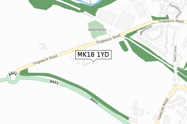 MK18 1YD map - large scale - OS Open Zoomstack (Ordnance Survey)