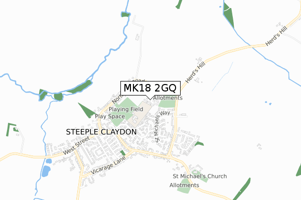 MK18 2GQ map - small scale - OS Open Zoomstack (Ordnance Survey)