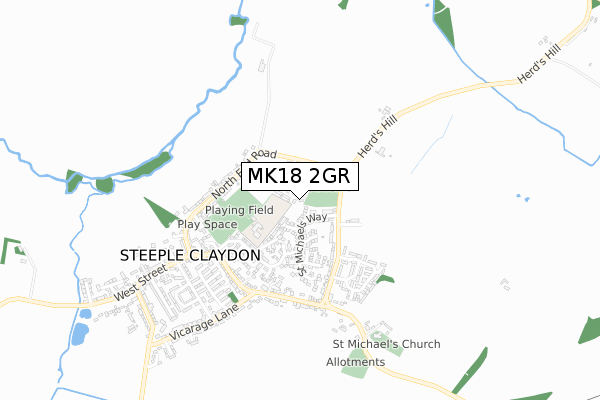 MK18 2GR map - small scale - OS Open Zoomstack (Ordnance Survey)