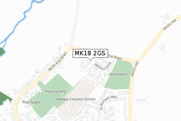 MK18 2GS map - large scale - OS Open Zoomstack (Ordnance Survey)