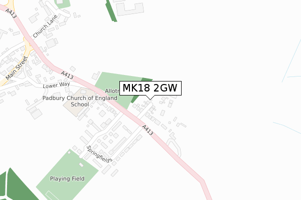 MK18 2GW map - large scale - OS Open Zoomstack (Ordnance Survey)