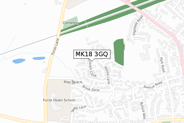 MK18 3GQ map - large scale - OS Open Zoomstack (Ordnance Survey)