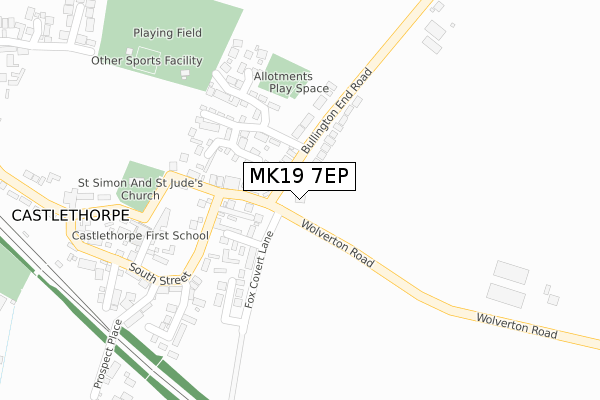 MK19 7EP map - large scale - OS Open Zoomstack (Ordnance Survey)