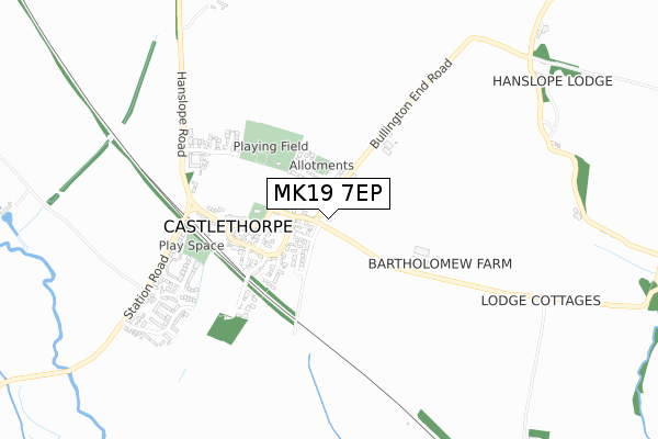 MK19 7EP map - small scale - OS Open Zoomstack (Ordnance Survey)