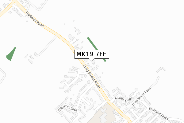 MK19 7FE map - large scale - OS Open Zoomstack (Ordnance Survey)