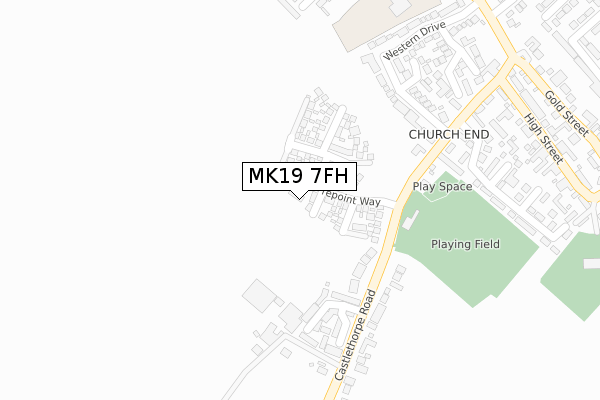 MK19 7FH map - large scale - OS Open Zoomstack (Ordnance Survey)