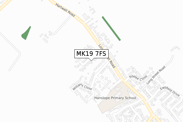 MK19 7FS map - large scale - OS Open Zoomstack (Ordnance Survey)