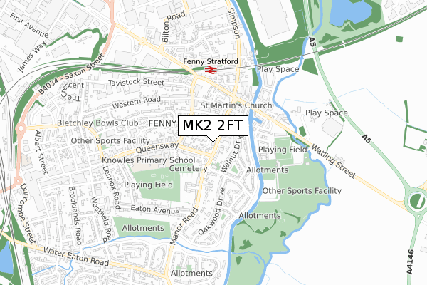 MK2 2FT map - small scale - OS Open Zoomstack (Ordnance Survey)