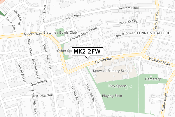 MK2 2FW map - large scale - OS Open Zoomstack (Ordnance Survey)