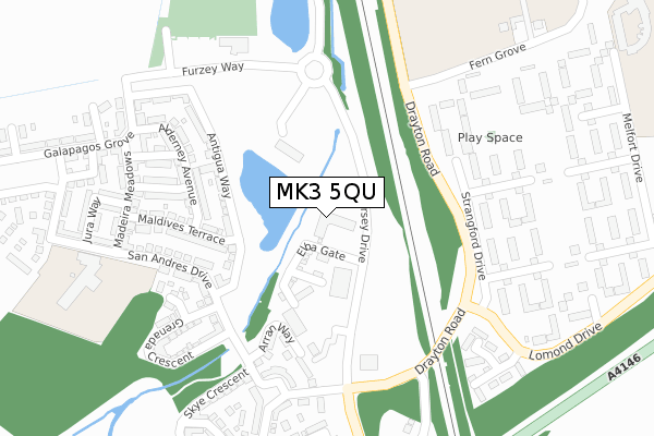 MK3 5QU map - large scale - OS Open Zoomstack (Ordnance Survey)