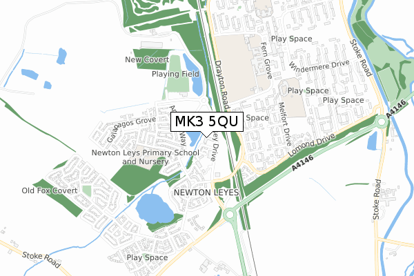 MK3 5QU map - small scale - OS Open Zoomstack (Ordnance Survey)