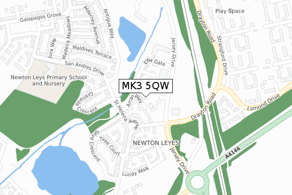 MK3 5QW map - large scale - OS Open Zoomstack (Ordnance Survey)