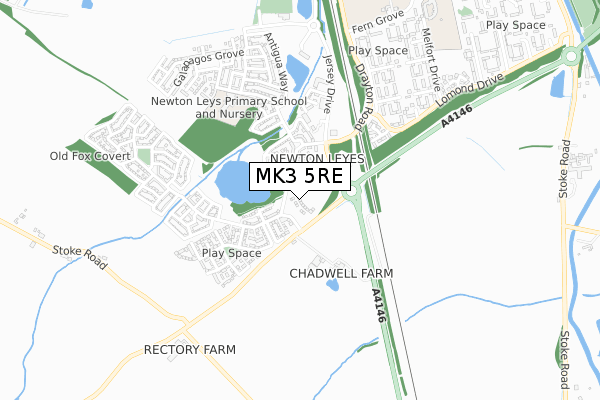 MK3 5RE map - small scale - OS Open Zoomstack (Ordnance Survey)