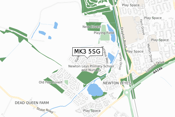 MK3 5SG map - small scale - OS Open Zoomstack (Ordnance Survey)