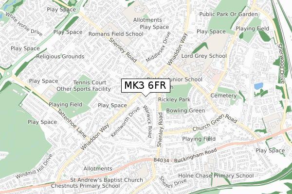 MK3 6FR map - small scale - OS Open Zoomstack (Ordnance Survey)