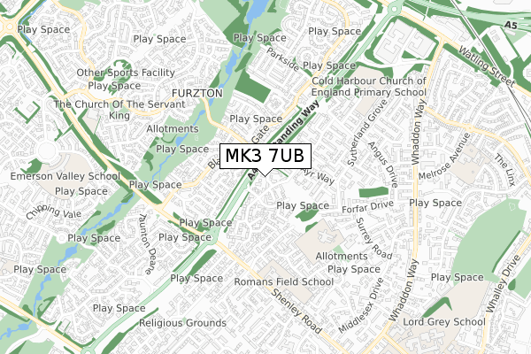 MK3 7UB map - small scale - OS Open Zoomstack (Ordnance Survey)