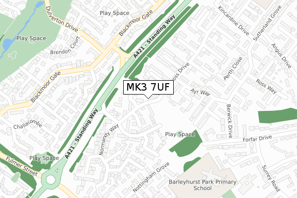 MK3 7UF map - large scale - OS Open Zoomstack (Ordnance Survey)