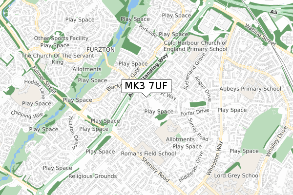 MK3 7UF map - small scale - OS Open Zoomstack (Ordnance Survey)